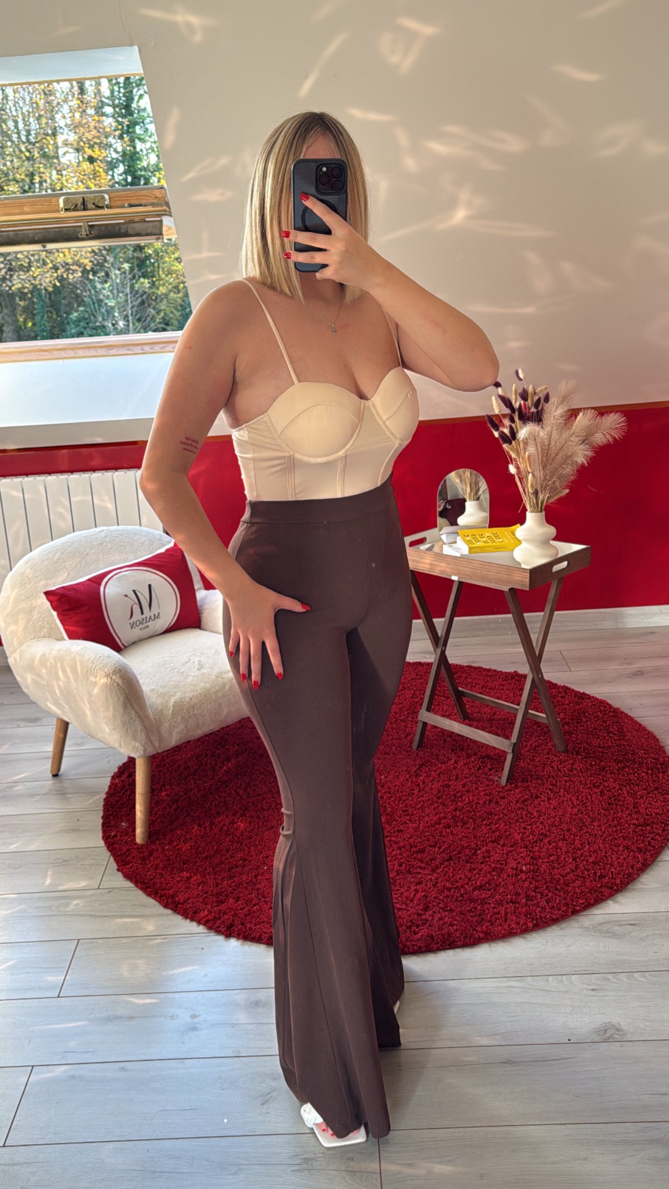 PANTALON JAMBE LARGE CHOCOLAT - MaisonKLLY