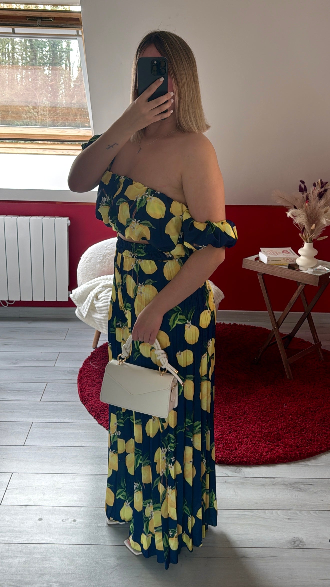 ENSEMBLE SATIN CITRON BLEU MARINE - MaisonKLLY