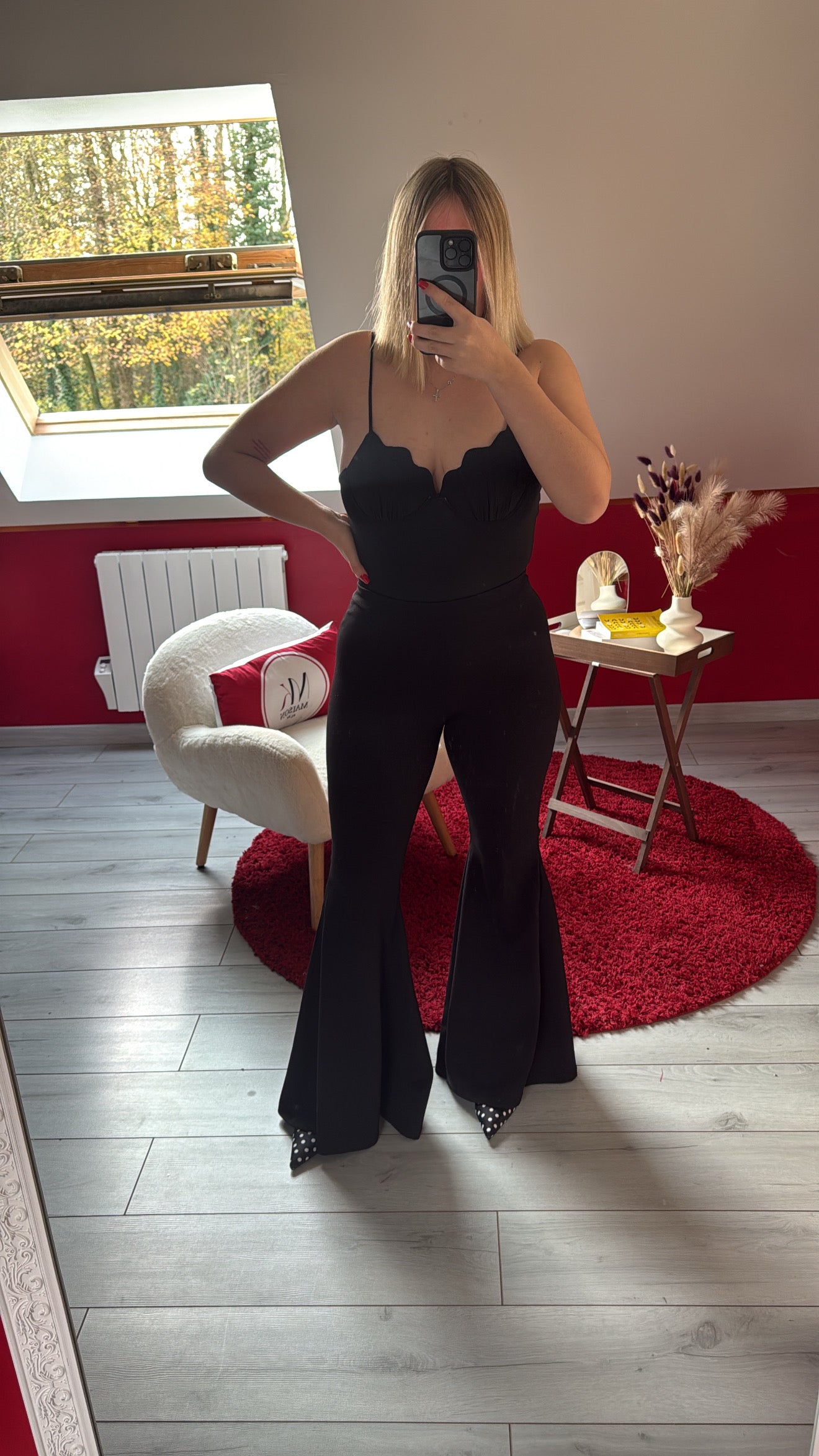 PANTALON JAMBE LARGE NOIR - MaisonKLLY