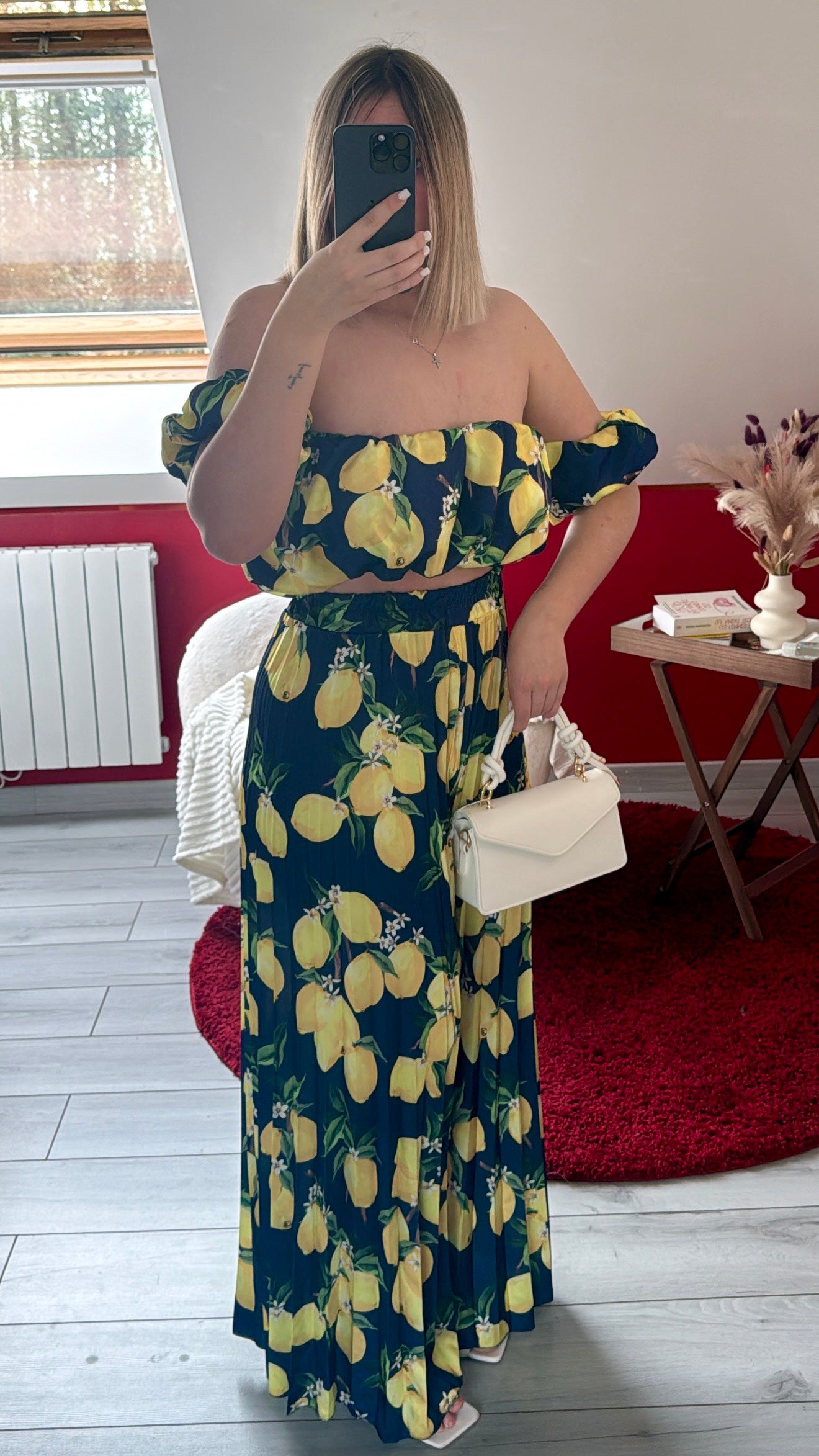 ENSEMBLE SATIN CITRON BLEU MARINE - MaisonKLLY