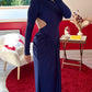 ROBE DOS NU SATIN BLEU CIEL NORTUNE