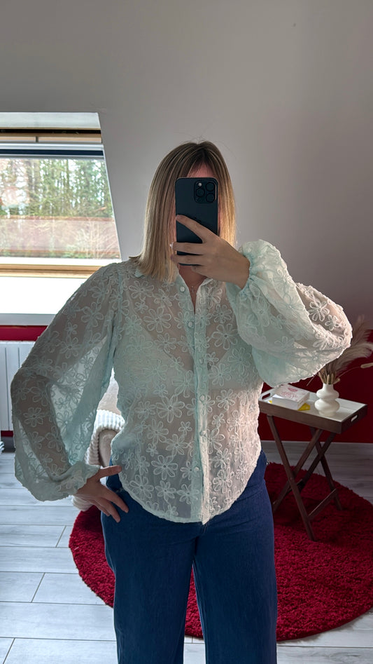 CHEMISE BLEU FLEUR - MaisonKLLY