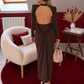 ROBES DOS NU SATIN CHOCOLAT