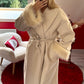 MANTEAU LONG MANCHE FOURRURE BEIGE