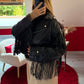 VESTE SIMILICUIR FRANGE NOIR - MaisonKLLY