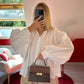 CHEMISE MANCHE BOUFFANTE BLANCHE - MaisonKLLY