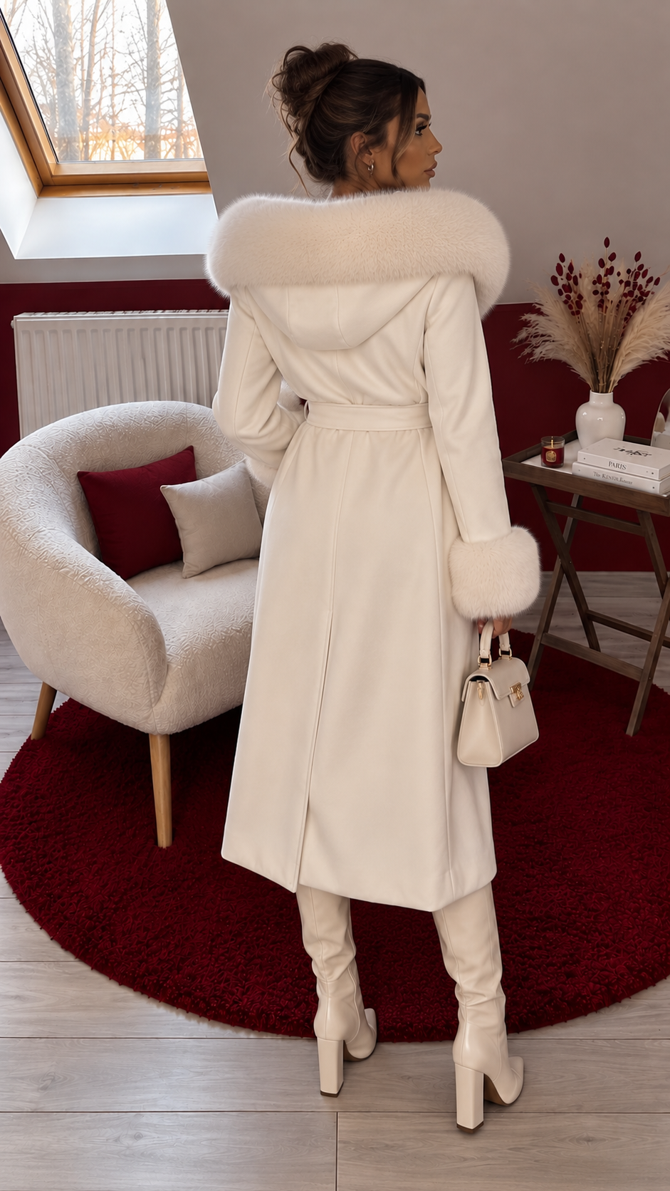 MANTEAU FOURRÉ BLANC