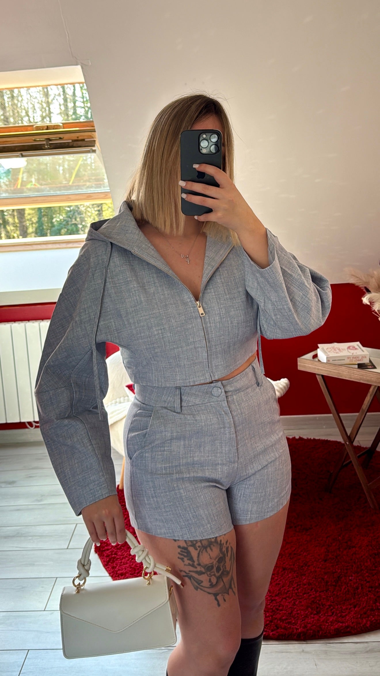 ENSEMBLE COTON SHORT BLEU - MaisonKLLY