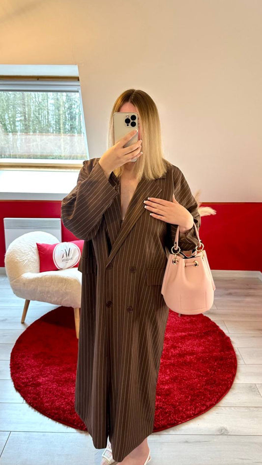 VESTE BLAZER OVERSIZE CHOCOLAT - MaisonKLLY