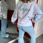 SWEAT COTON BE HAPPY BLEU - MaisonKLLY
