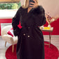 MANTEAU LONG MANCHE FOURRURE NOIR