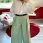 PANTALON FLUIDE VERT D’EAU AVEC CEINTURE - MaisonKLLY