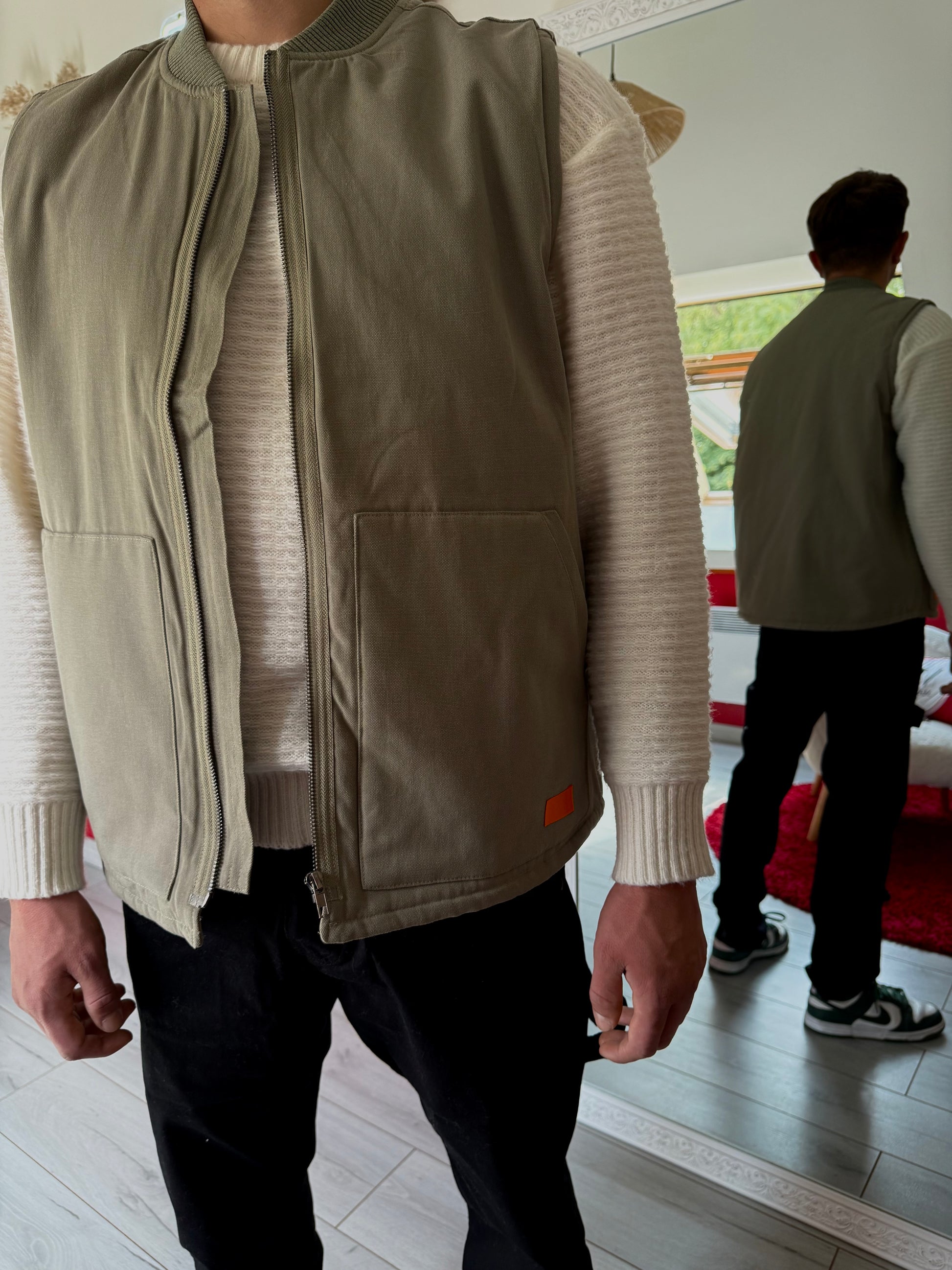 VESTE SANS MANCHE KAKI - MaisonKLLY