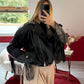 VESTE SIMILICUIR FRANGE NOIR - MaisonKLLY
