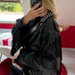 VESTE SIMILICUIR FRANGE NOIR - MaisonKLLY