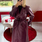 TRENCH SIMILICUIR BORDEAUX - MaisonKLLY