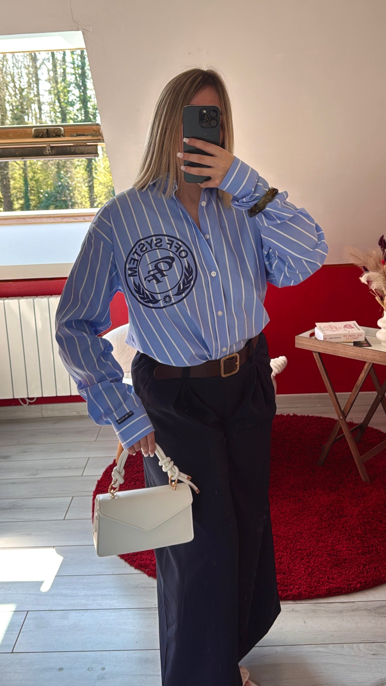 PANTALON CEINTURE BLEU MARINE - MaisonKLLY