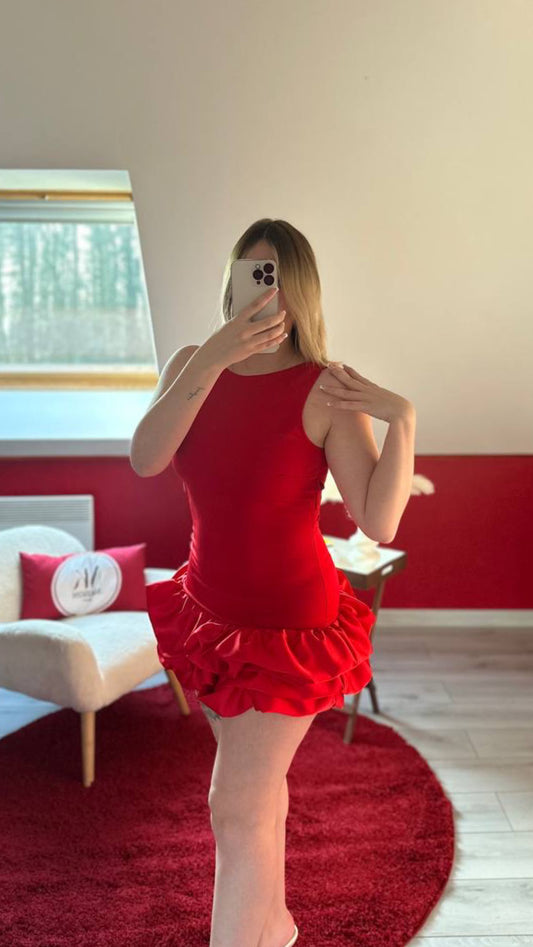 ROBE COMBI-SHORT ROUGE - MaisonKLLY