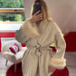 MANTEAU COURT MANCHE FOURRURE BEIGE