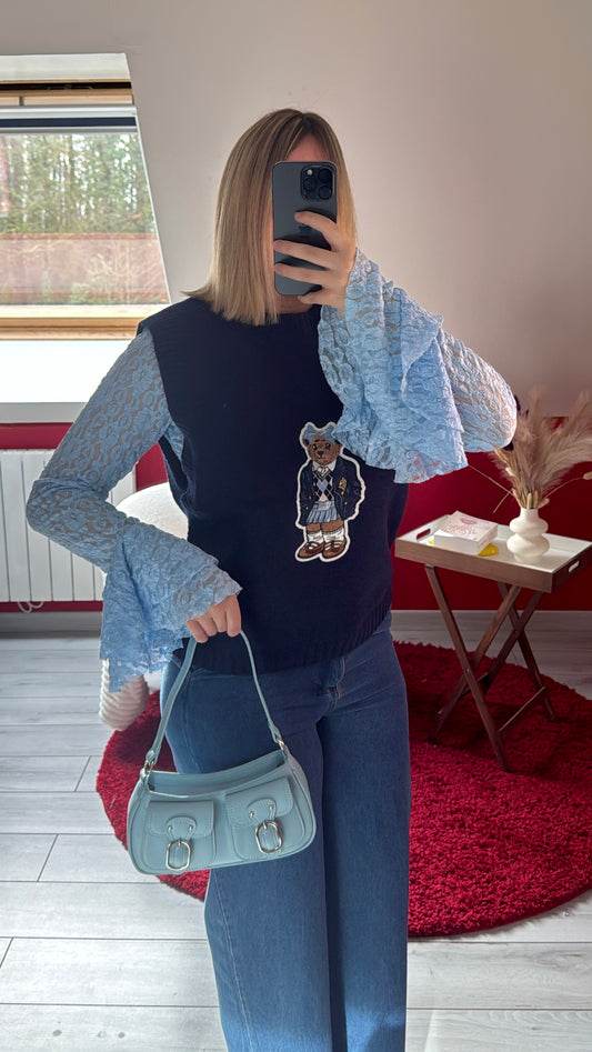 PULL SANS MANCHE OURS BLEU - MaisonKLLY
