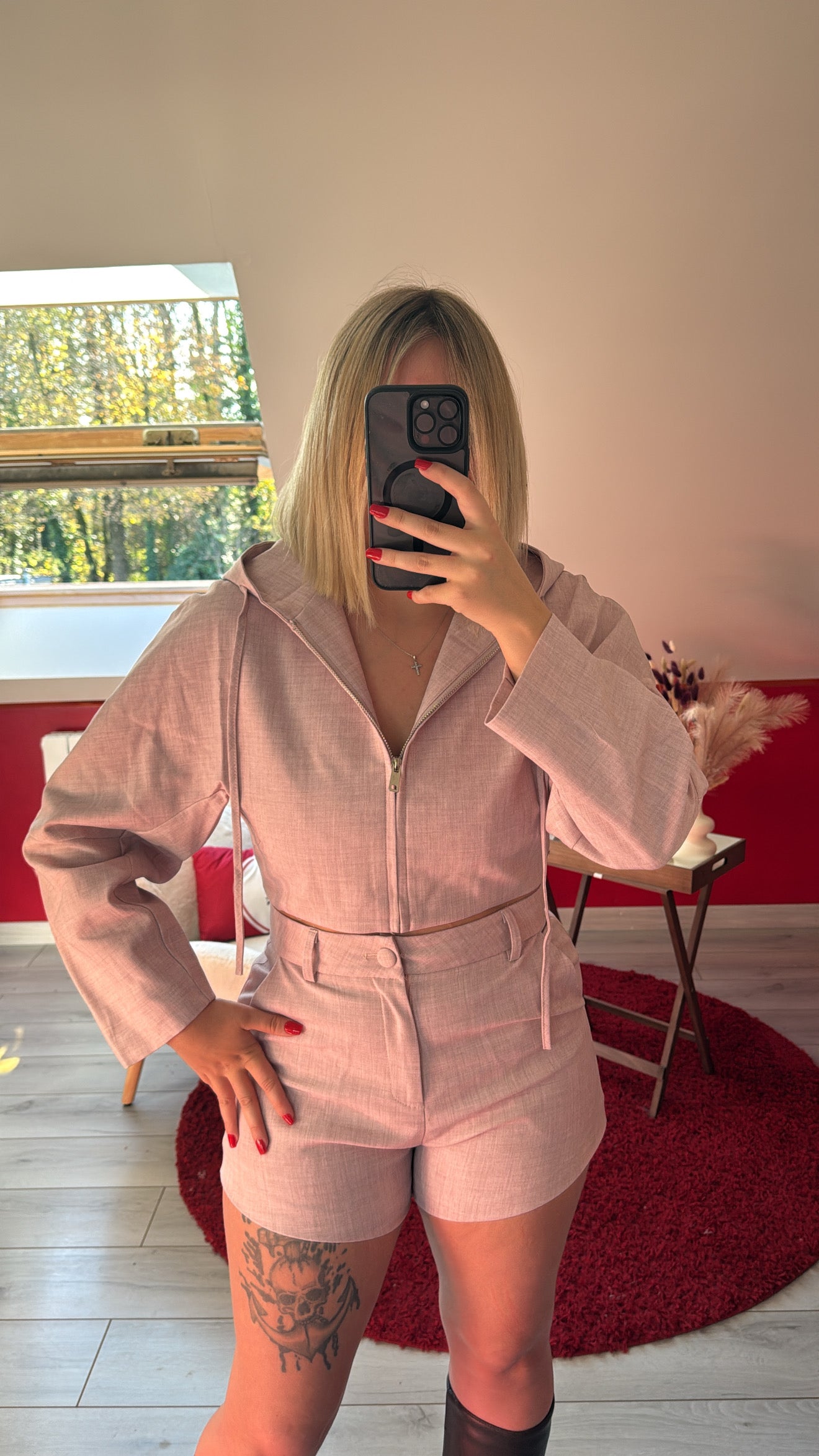 ENSEMBLE SHORT COTON ROSE - MaisonKLLY