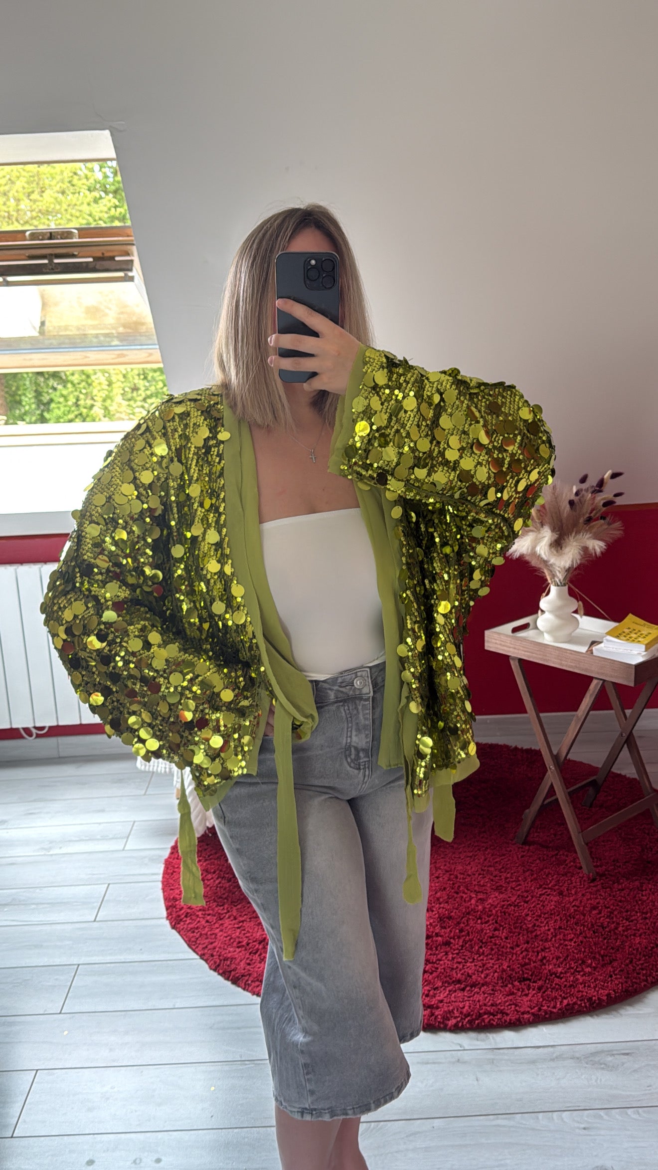 KIMONO SEQUIN PORTEFEUILLE VERT - MaisonKLLY