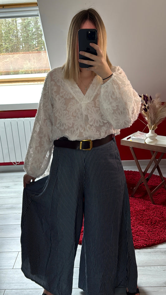 PANTALON RAYÉ LARGE - MaisonKLLY