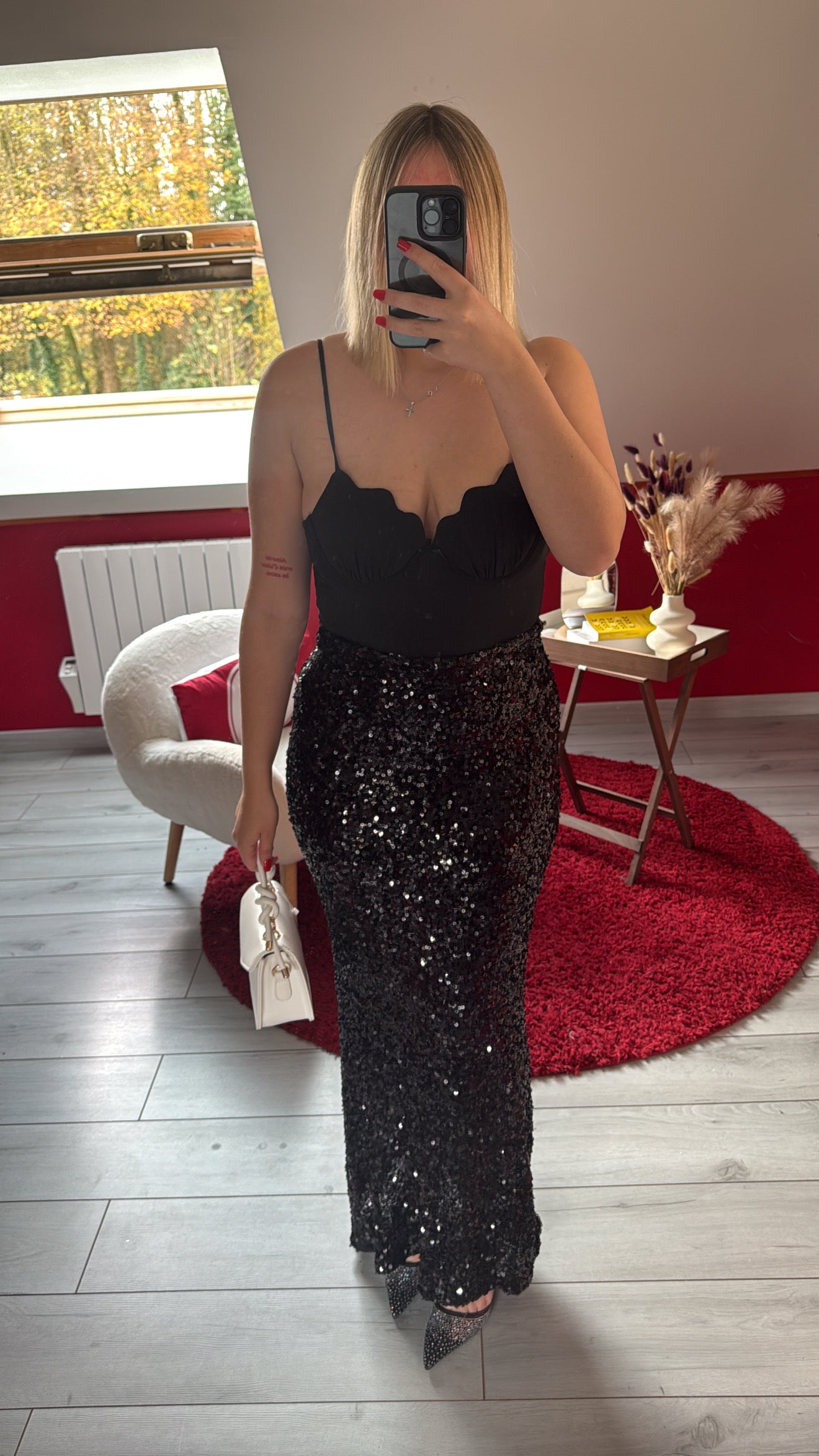 JUPE À SEQUIN NOIR - MaisonKLLY