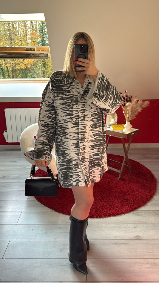 ROBE/VESTE EN JEANS ZÉBRÉ - MaisonKLLY