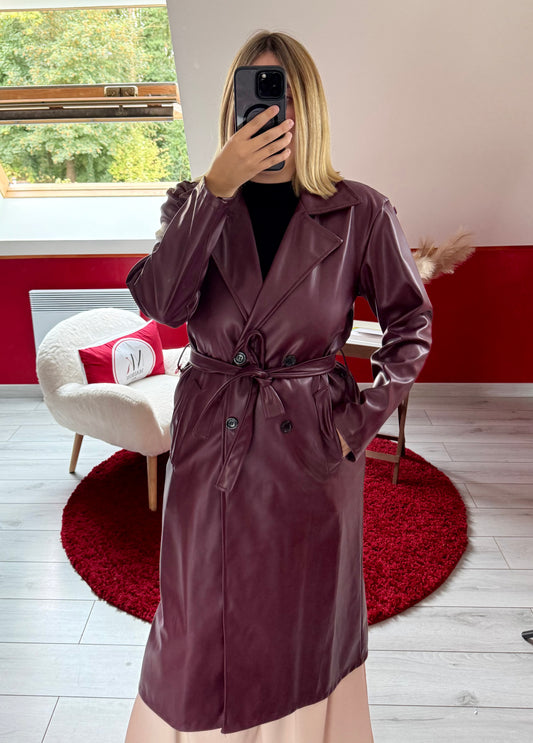TRENCH SIMILICUIR BORDEAUX - MaisonKLLY
