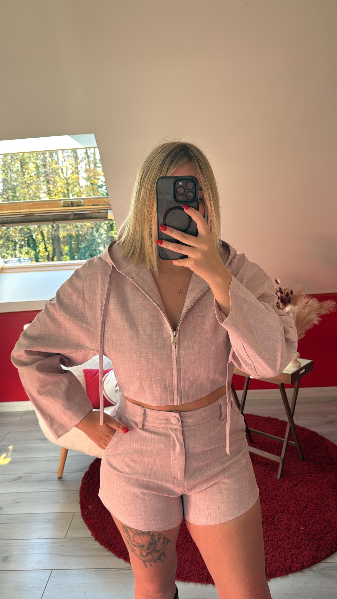 ENSEMBLE SHORT COTON ROSE - MaisonKLLY