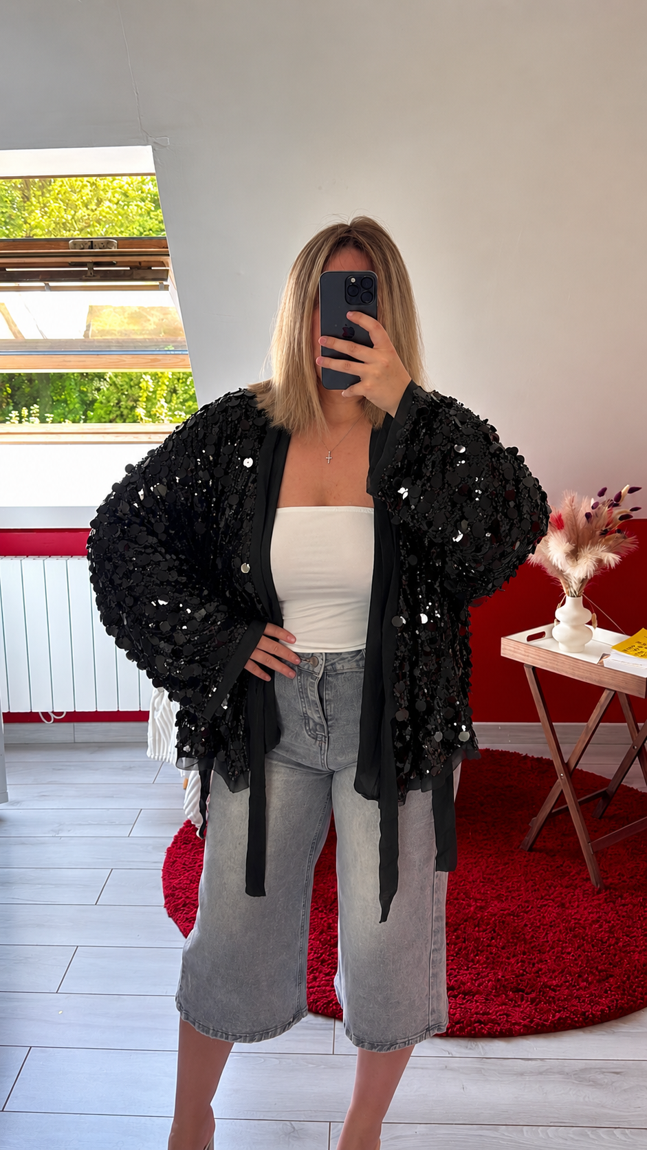 KIMONO SEQUIN PORTEFEUILLE NOIR - MaisonKLLY