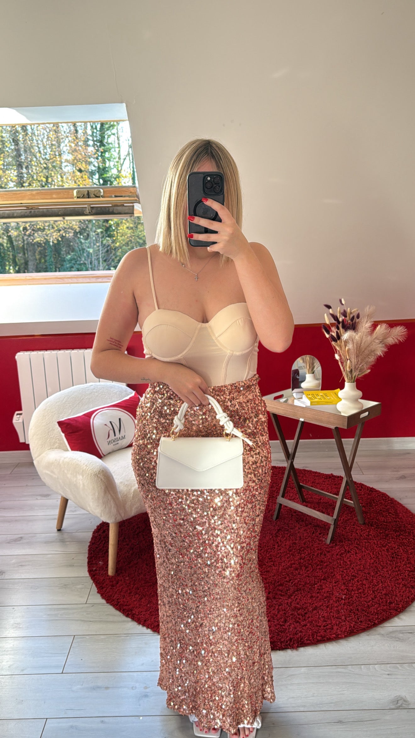 JUPE À SEQUIN CHAMPAGNE - MaisonKLLY