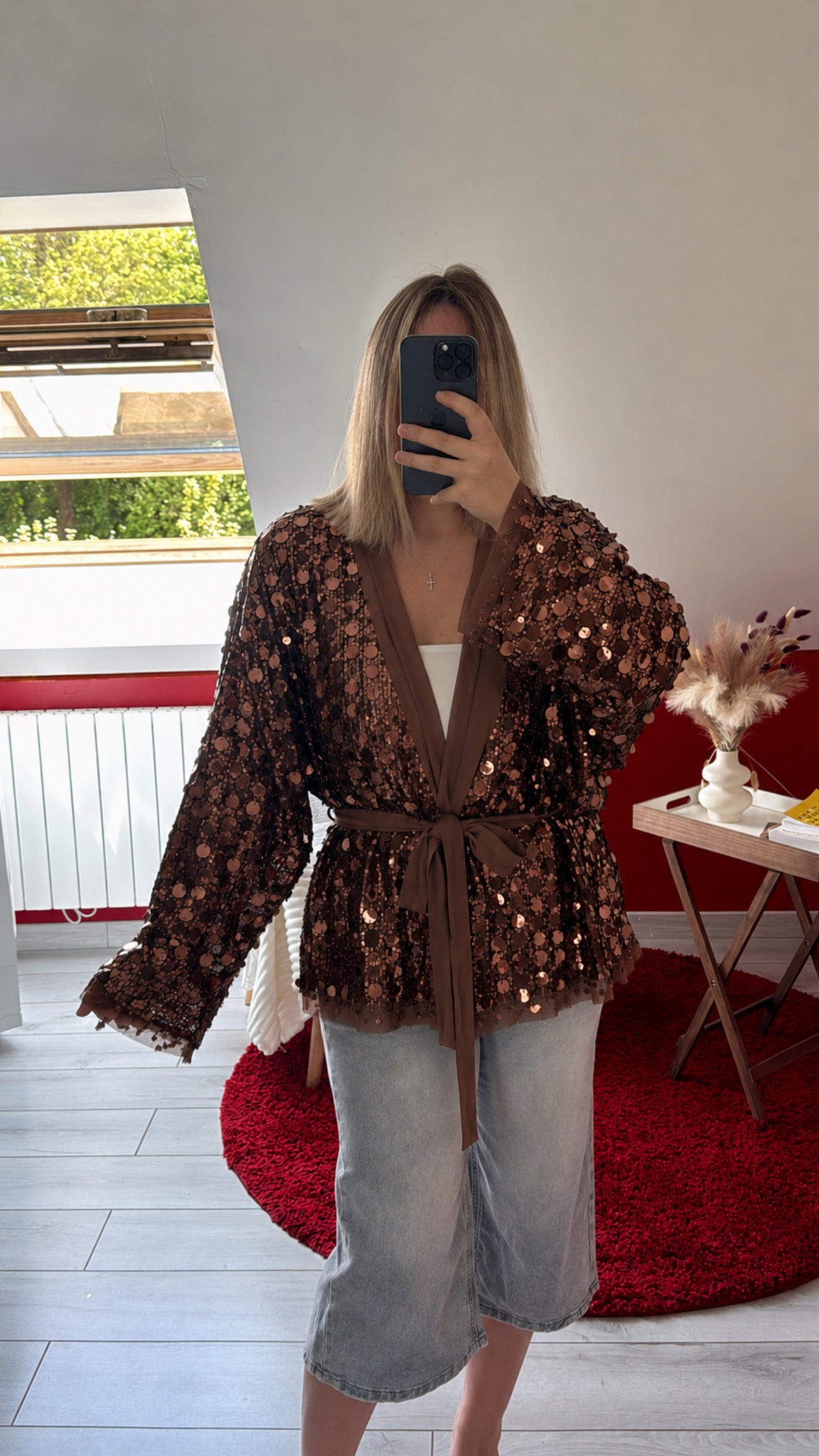 KIMONO SEQUIN PORTEFEUILLE CHOCOLAT - MaisonKLLY