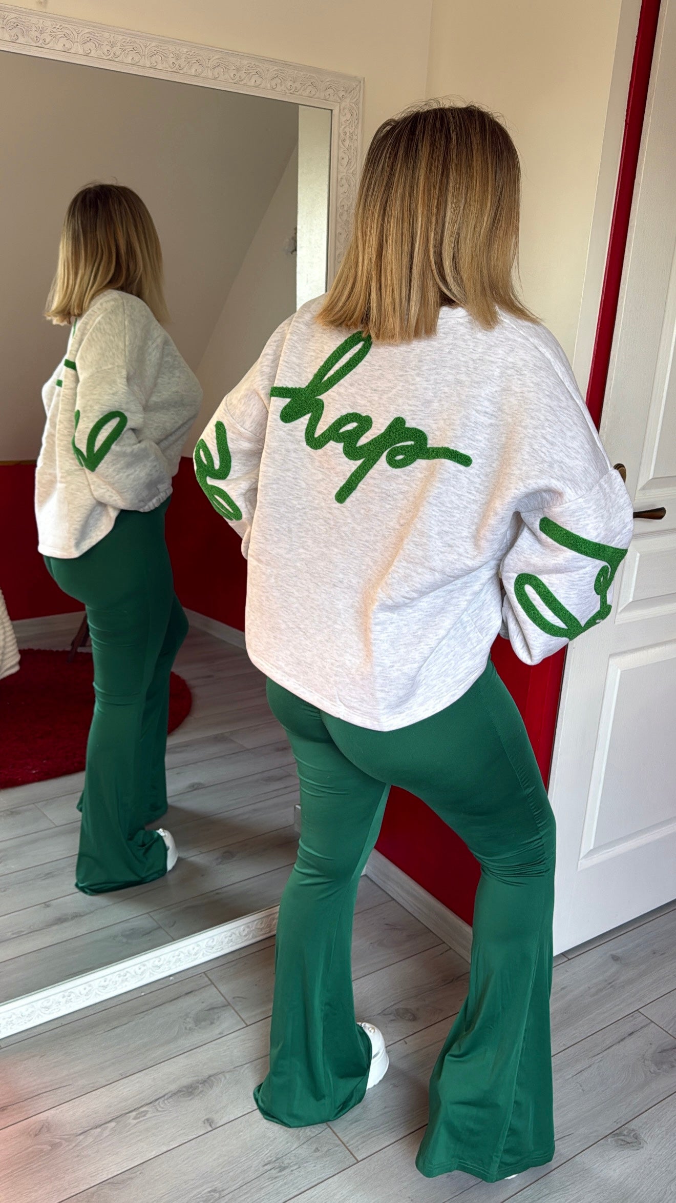 SWEAT COTON BE HAPPY VERT - MaisonKLLY