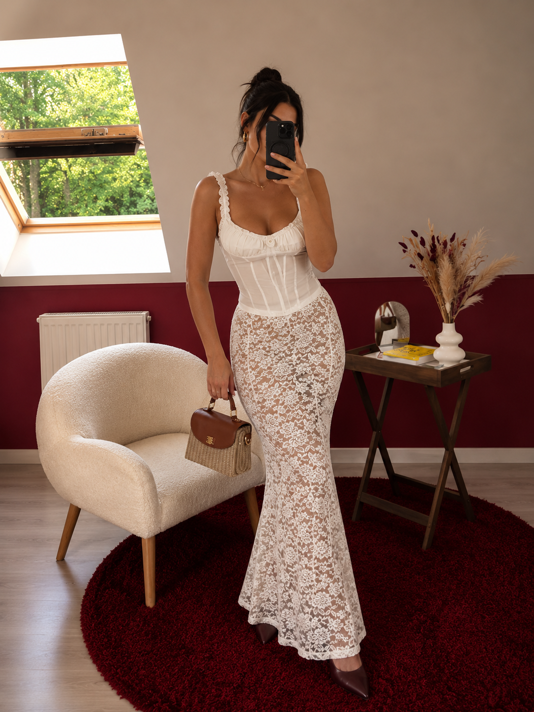 ENSEMBLE CORSET DENTELLE BLANC - MaisonKLLY