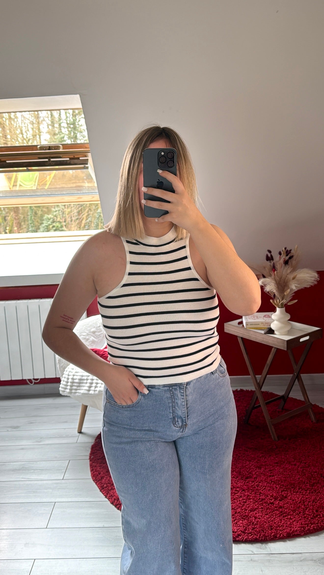 TOP RAYURE BLANC - MaisonKLLY