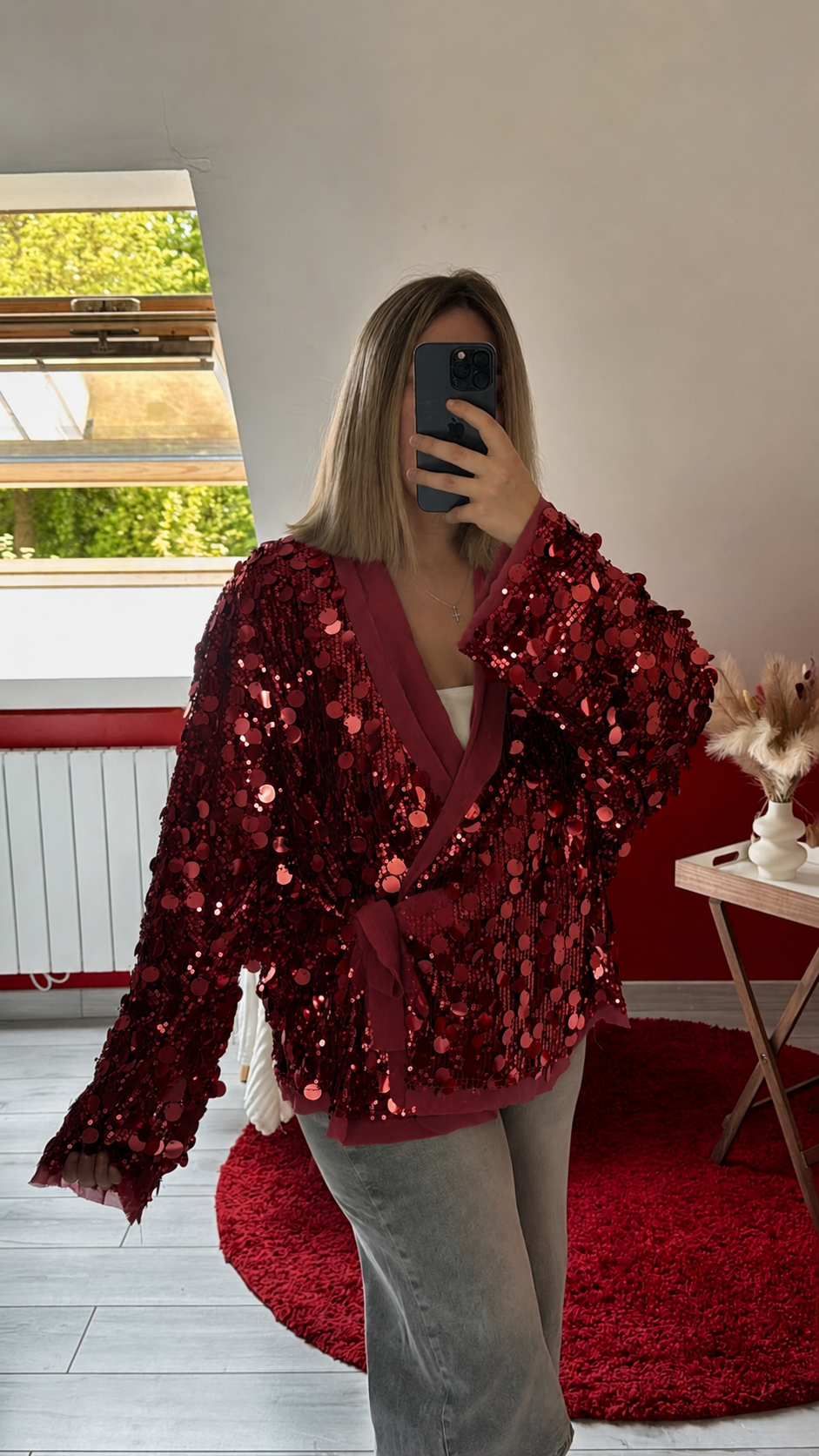 KIMONO SEQUIN PORTEFEUILLE BORDEAUX - MaisonKLLY