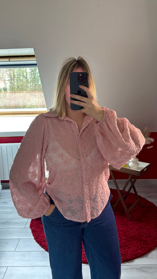 CHEMISE FLEUR ROSE - MaisonKLLY