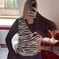 PULL SANS MANCHE ZÉBRÉ CHOCOLAT - MaisonKLLY