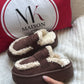 MULES FOURRÉES CHOCOLAT