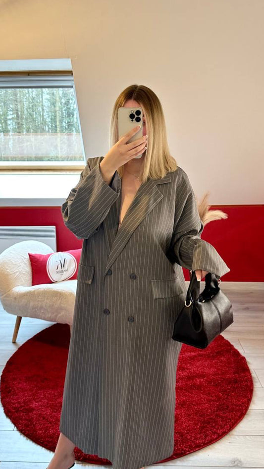 VESTE BLAZER OVERSIZE GRISES - MaisonKLLY