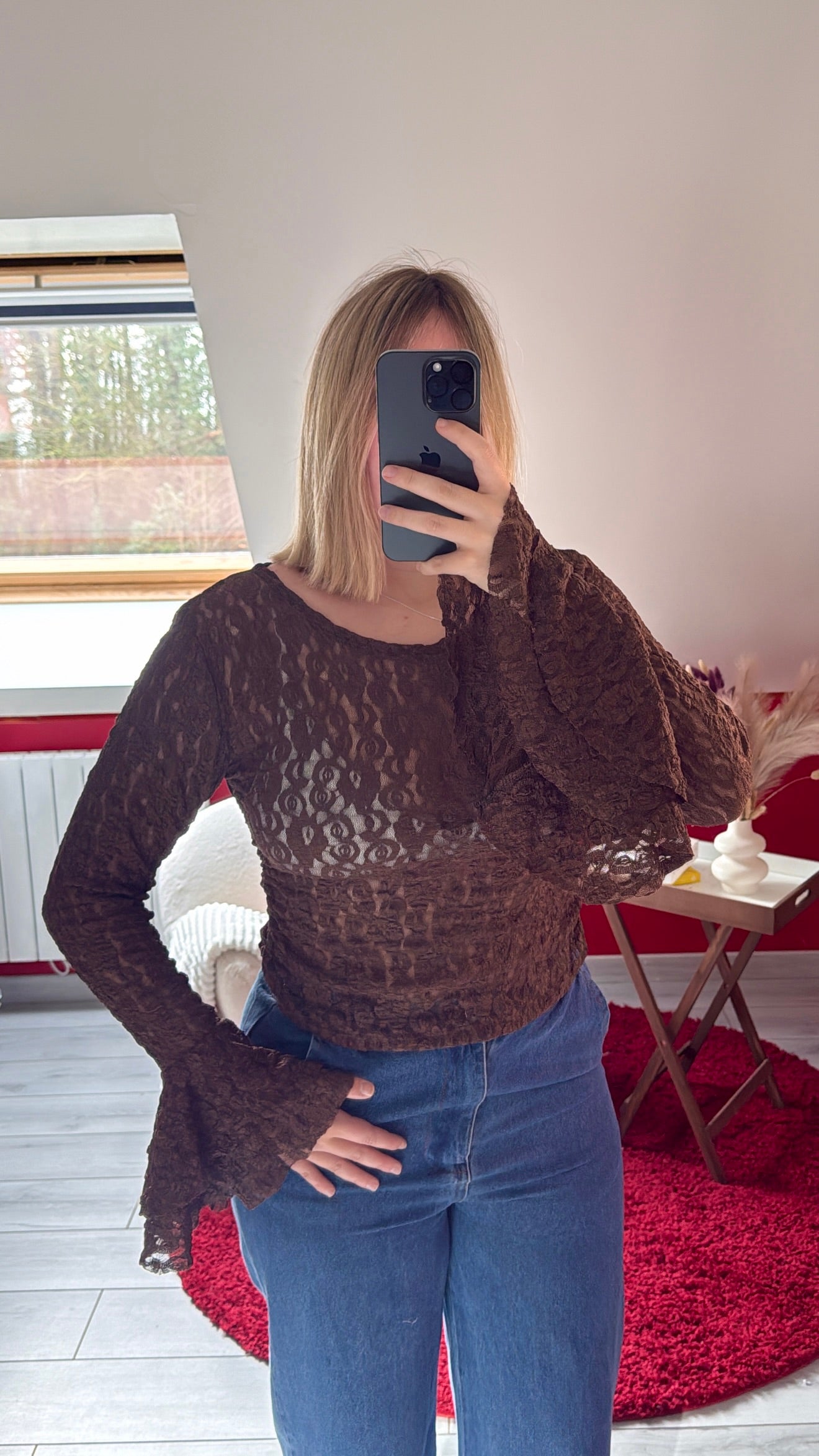 HAUT DENTELLE CHOCOLAT - MaisonKLLY