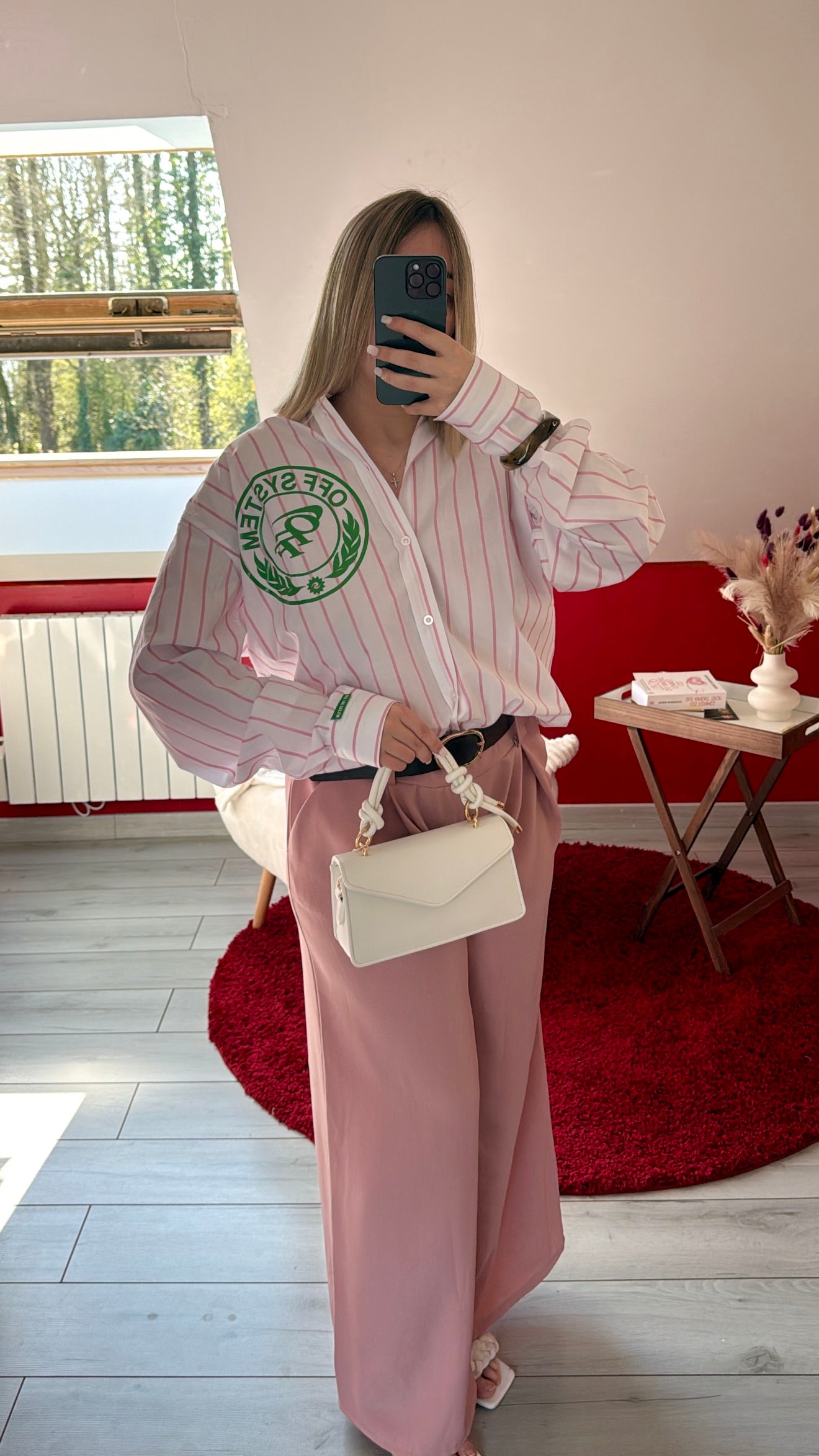 CHEMISE RAYURE ROSE - MaisonKLLY