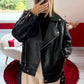 VESTE SIMILICUIR OVERSIZE NOIR - MaisonKLLY