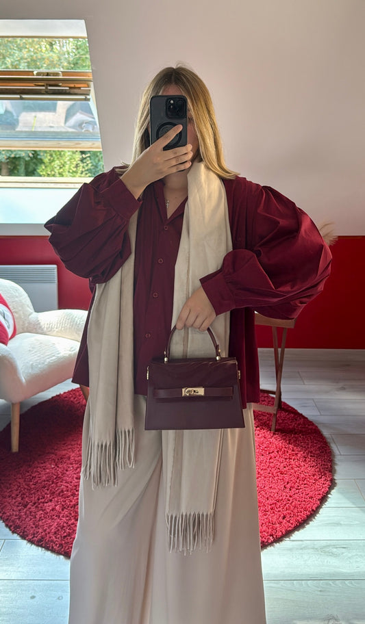 CHEMISE MANCHE BOUFFANTE BORDEAUX - MaisonKLLY