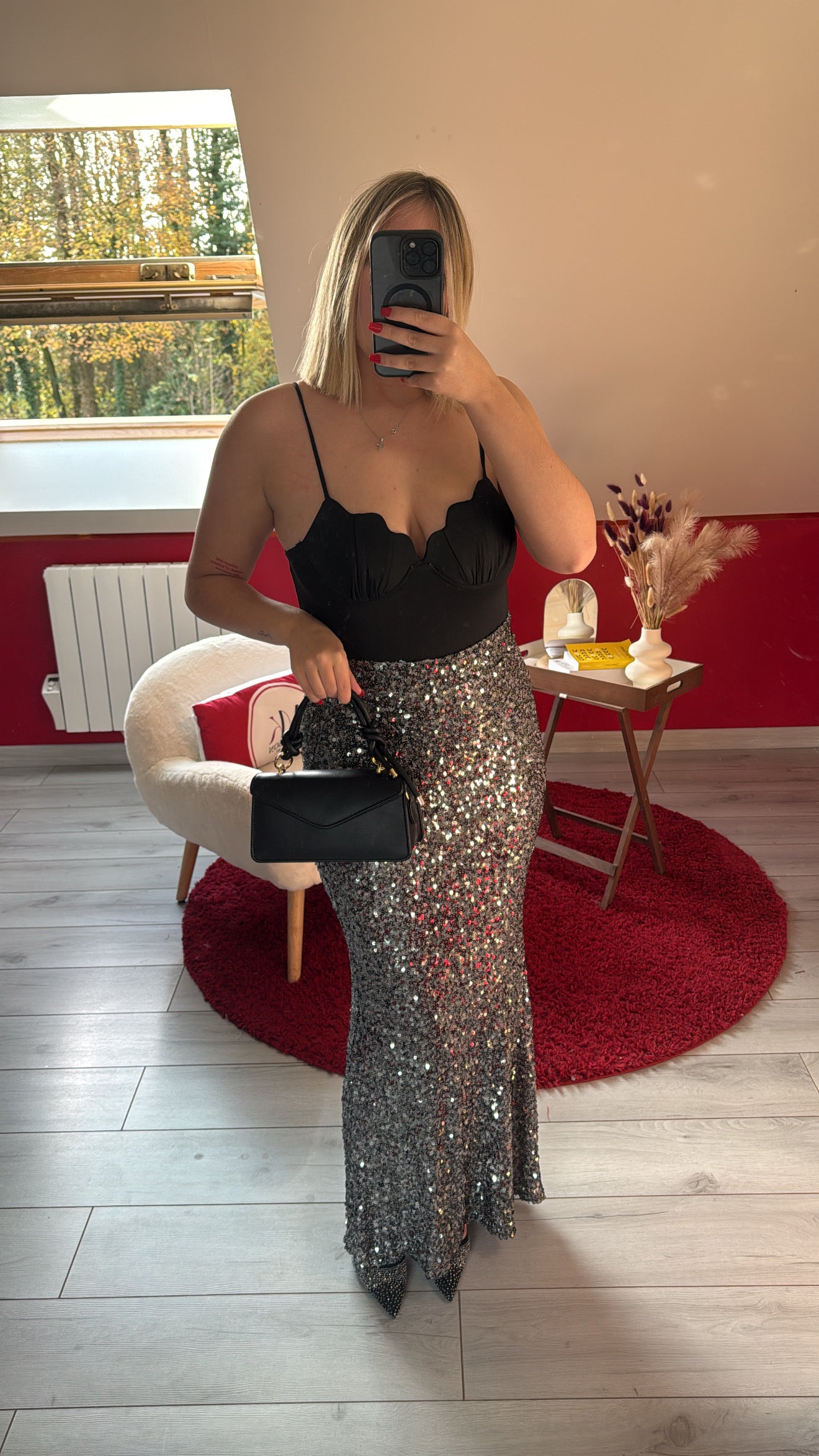 JUPE À SEQUIN GRIS - MaisonKLLY