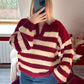 PULL RAYURE BORDEAUX - MaisonKLLY