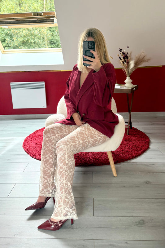 PANTALON EN DENTELLE BEIGE - MaisonKLLY