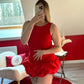 ROBE COMBI-SHORT ROUGE - MaisonKLLY
